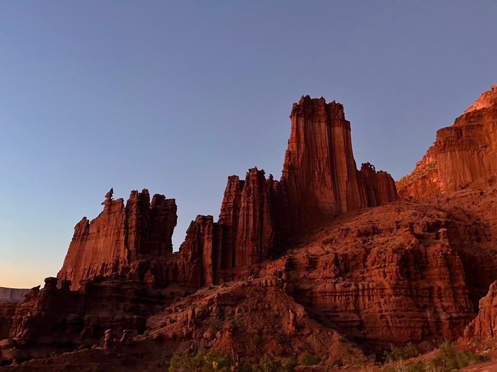 Fisher Towers at sunset, Moab, Utah
